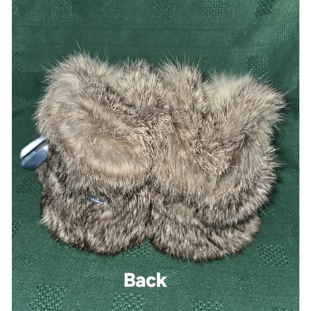 Rabbit Fur Kids Slippers Moccasins Vintage 6